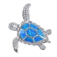 thumbnail image 2 of Pretty Hawaiian Sea Turtle Earring and Necklace, Sterling Silver Blue Opal Turtle Pendant, N6021SH Birthday Mother Wife Mom Gift, 2 of 3