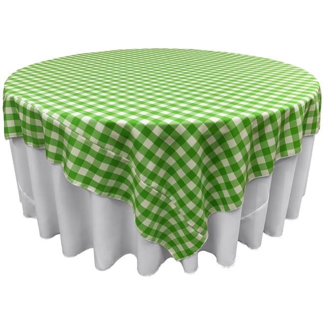 LA Linen TCcheck72x72-LimeK84 Polyester Gingham Checkered Square Tablecloth, White & Lime - 72 x 72 in.