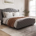 thumbnail image 4 of Eastvita Rattan Full Bed Frame with Headboard/Footboard/Strong Metal Slats/Noise-Free/Bohemian Style, 4 of 7