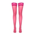thumbnail image 4 of CUZIBR Cozy Socks For Women Over Knee High Thigh Stockings Solid Color Lace Trim Elegant Fashionable Cozy Hosiery Breathable Lightweight Footwear,Hot Pink,One Size, 4 of 4