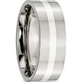 thumbnail image 4 of Stainless Steel With Sterling Silver Inlay Polished 8mm Flat Band (Size 12) Made In China sr121-12, 4 of 5
