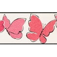 thumbnail image 1 of Bordure de Papier Peint Blanc Papillons Roses Rouges pour Chambre d'Enfants Salle de Bain Salle de Jeux, Rouleau 15' x 6", 1 of 3