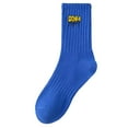 thumbnail image 2 of VONCOS Mens Crew Socks, Pima Cotton Athletic Socks for Running & Gym, Moisture Wicking Workout & Casual Sports Socks with Embroidered Logo, Navy Blue,Size Free Size, 2 of 2