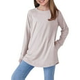 thumbnail image 1 of LWFFDAW Kids Girls Clothes Size 7-14 Loose Fit Round Neck Pullover Tops Raglan Long Sleeve Shirts Solid Color Basic Tees with Pockets Thumb Hole White for 12 Years, 1 of 2