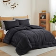 thumbnail image 4 of Peace Nest Hotel Collection Satin Silky All Season Down Alternative Comforter for a Restful Night's Sleep, Black, Queen, 4 of 6