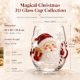 thumbnail image 2 of 3D Christmas Glass Art Cup, Santa Snowman Reindeer Tree Drinking Glasses, Christmas Stemless Wine Glasses, 3D Drinking Glass Cup for Coffee Cocktails Whiskey Soda, Unique Christmas Gift(B), 2 of 7