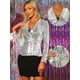 thumbnail image 2 of Chaqueta Brillante de Lentejuelas para Mujer Chaquetas de Fiesta de Manga Larga con 1 Botón Plata M, 2 of 6