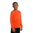 thumbnail image 4 of Sport Tek Teen Unisex Regular Plain Long Sleeves T-Shirt Neon Orange X-Small, 4 of 5