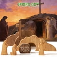 thumbnail image 3 of Empty Tomb Easter Scene and Cross Decoration, 7pcs Wooden Easter Resurrection Scene Cross Jesus Tomb Tray Set, Tabletop Christian Gifts Jesus Nativity Scene Decor for Religious Home Office, 3 of 9