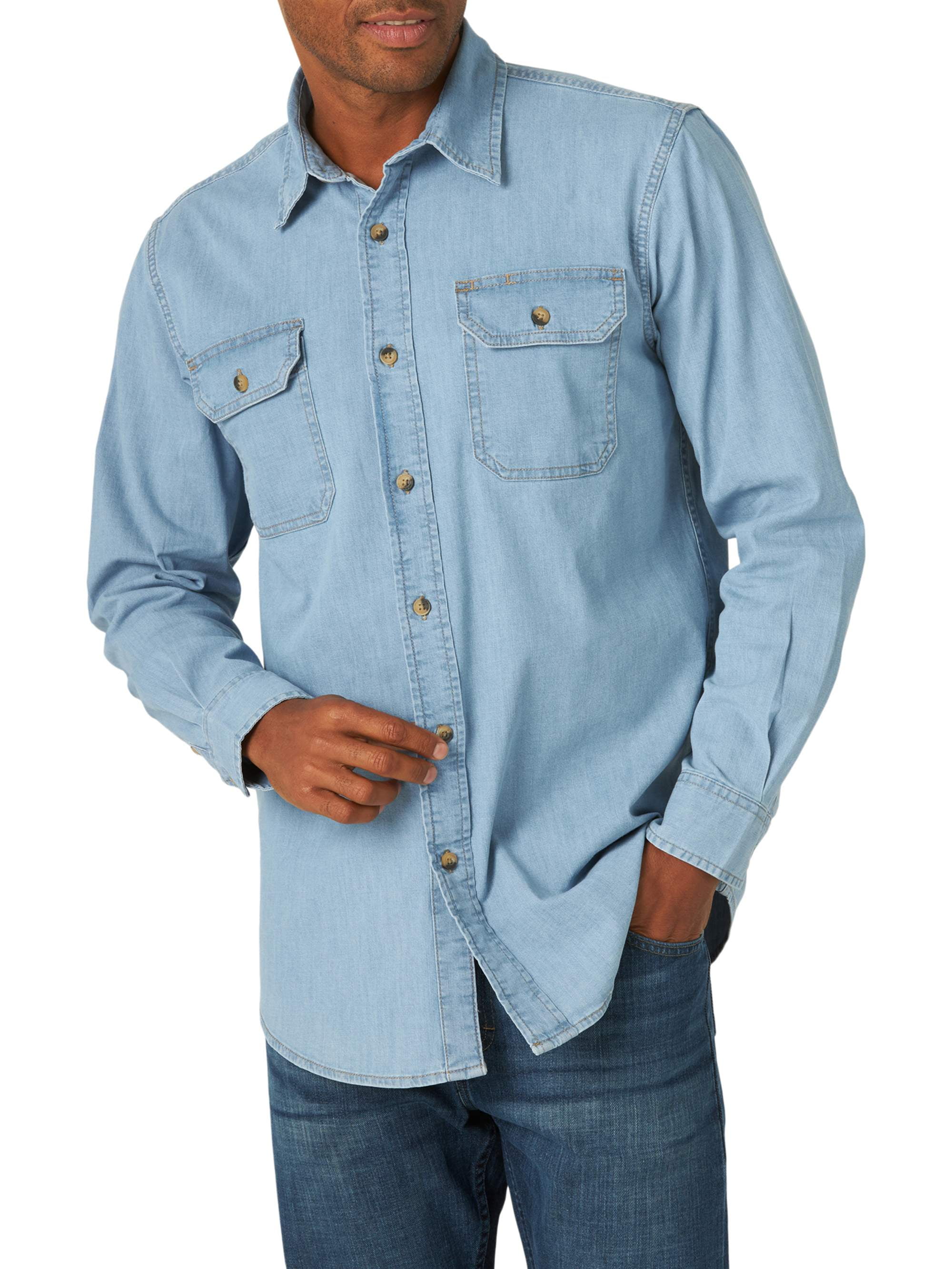 Klant mouw herinneringen Wrangler Men's Comfort Flex Twill Long Sleeve Shirt - Walmart.com