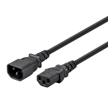 UPC: 0889028053263 | Monoprice Extension Cord – 3 Feet – Black | IEC 60320 C14 to IEC 60320 C13  14AWG  15A/1875W  3-Prong