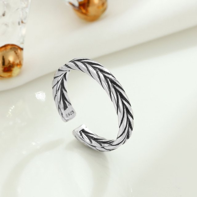 Anillo de plata esterlina s925 ZHIPENG tejido personalizado retro abierto giratorio estilo coreano mujer