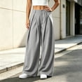 thumbnail image 4 of cocolona Womens Casual Pleated Dress Pants Elastic Waist Straight Wide Leg Commute Office Work Pants with Pockets, 4 of 5