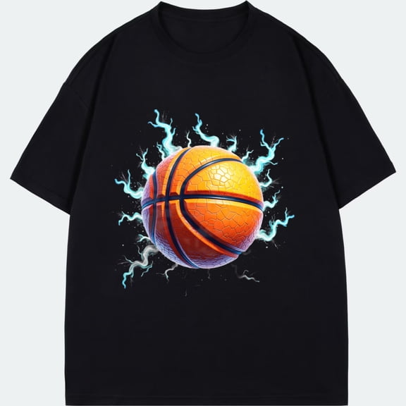 Basketball T Shirt Black Electric Basketball Print For Sports And Casual Wear