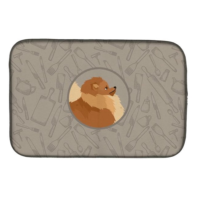 Carolines Treasures CK2202DDM Pomeranian in the Kitchen Dish Drying Mat