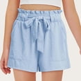 thumbnail image 2 of KICILVS Girls Paperbag Shorts Tie Waist Ruffle Summer Shorts with Pockets Casual Lightweight Daily Wear Play Bottoms 5-14 Years, 2 of 5