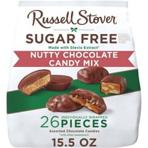 Russell Stover Chocolates Sugar Free Asst Chocolates w Nuts Gusset Bag 15.5oz (26 Pieces)
