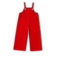 thumbnail image 6 of XIMIN Girls' Wide Leg Overalls - Casual Button Strap Bib Overalls Cute Sleeveless Jumpsuits with Pockets for Kids Teens (Red, 6-7 Years), 6 of 9