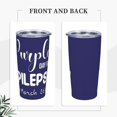 thumbnail image 4 of Vaso de acero inoxidable con tapa y lazo morado para el mes de concientización sobre la epilepsia, taza térmica portátil de 20 oz, 4 of 7