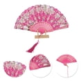 thumbnail image 3 of Unique Bargains Floral With Tassel Folding Fan 1Pc Rose Red, 3 of 5