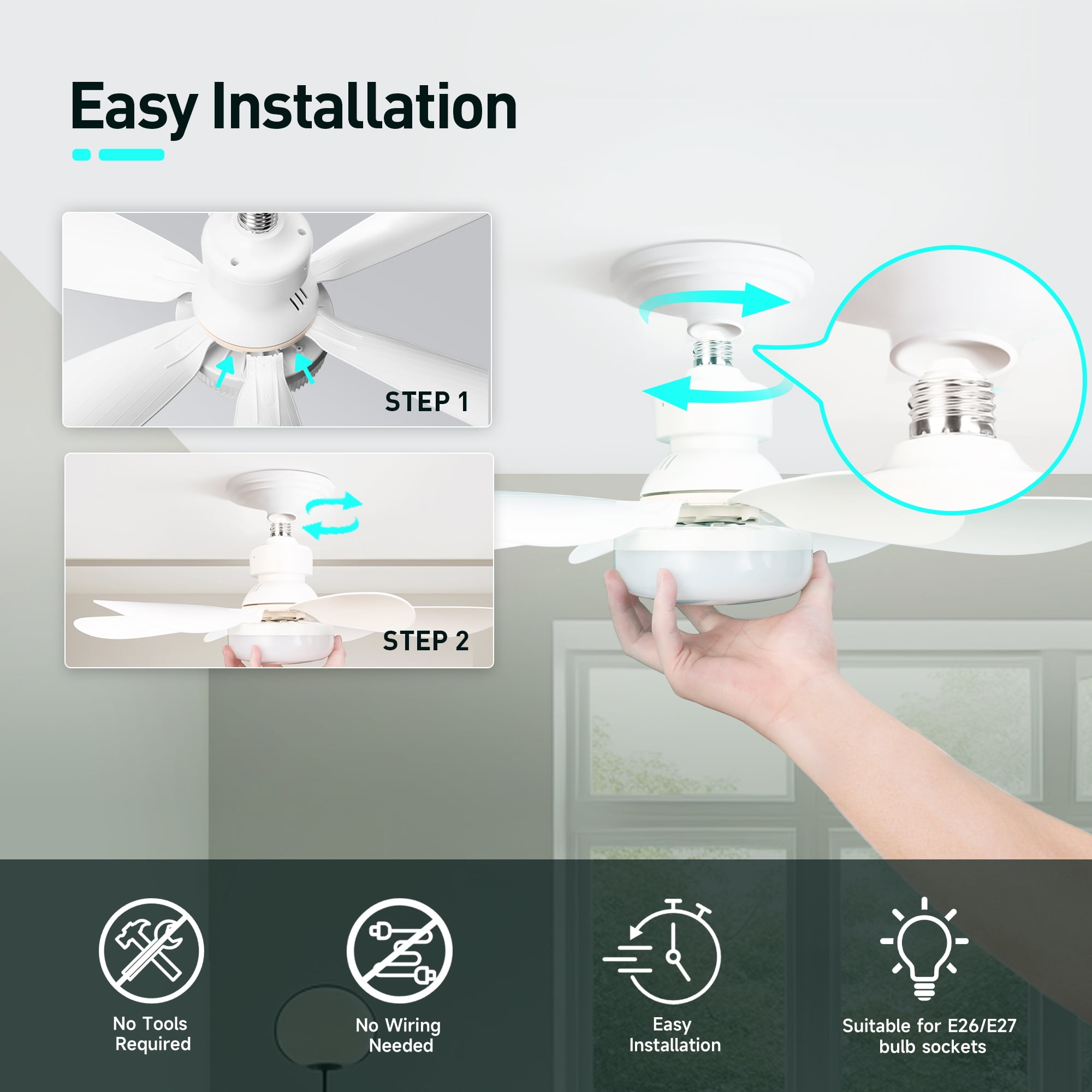 Summit Living 20.5" Acrylic Ceiling Fan with LED Light, Remote Control, 3 Speeds & 3 Color Models, White