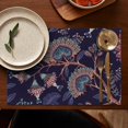 thumbnail image 5 of Artistic Paisley Placemats Set of 4, Flax Linen Table Mats with Heat Resistant Wrinkle Free Finish and Colorful Vintage Bohemian Floral Mandala Designs, 5 of 6