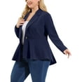 thumbnail image 4 of MODA NOVA Juniors' Plus Size Peplum Notch Panel Casual Blazers Navy Blue 1X, 4 of 6