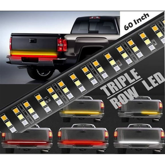 PCC 60" 3 Rows LED Strip Tailgate Light Truck Reverse Brake Signal Tail Lamp LED09