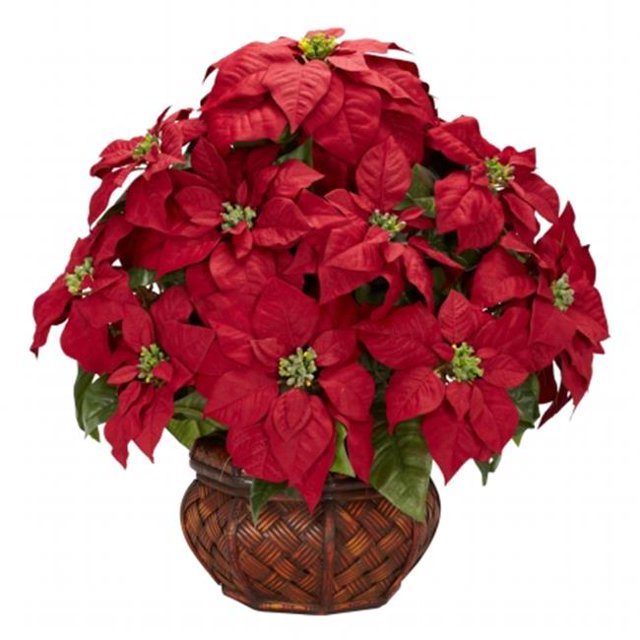 Poinsettia avec arrangement Décoratif en Soie