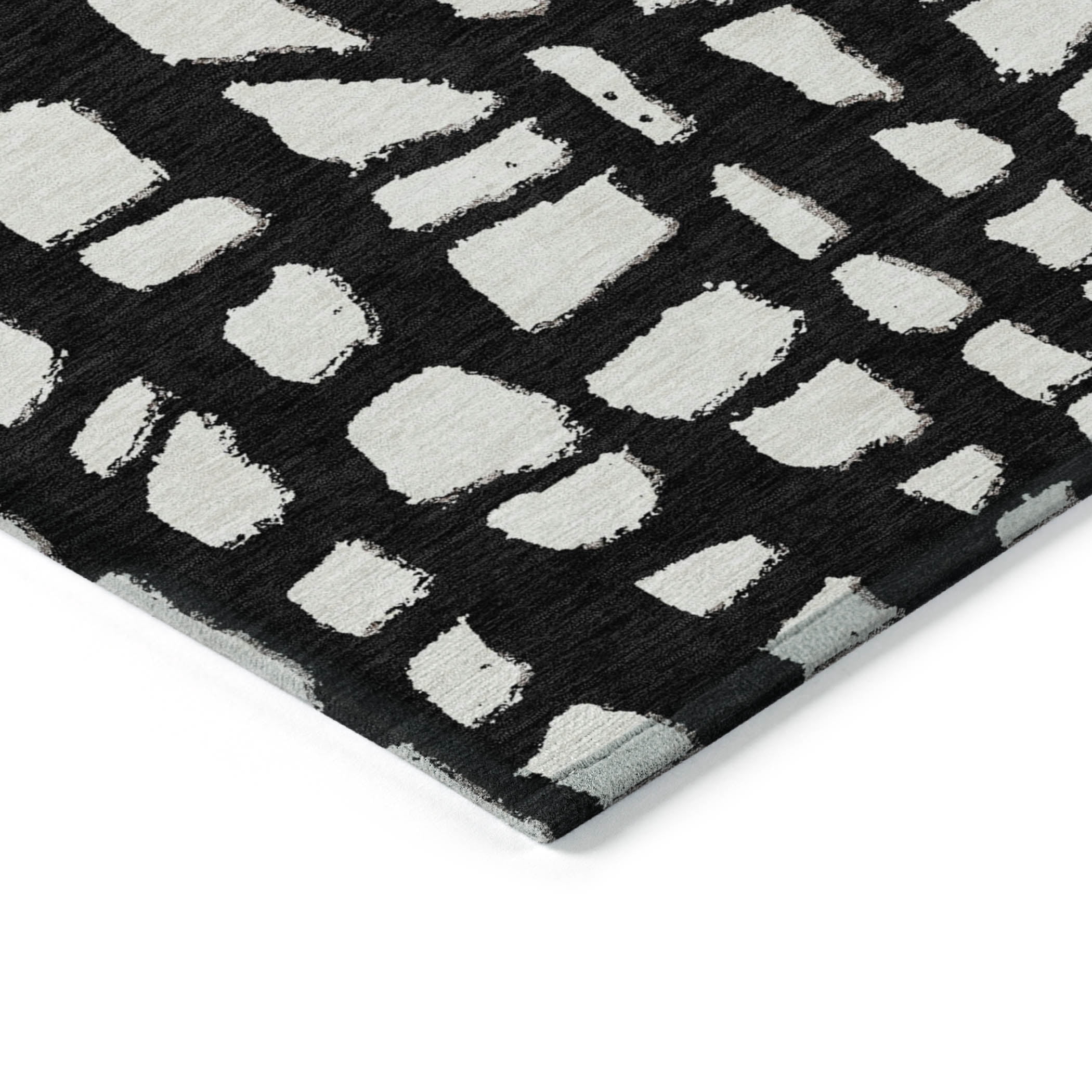 Addison Rugs Chantille Indoor/Outdoor Transitional Squares Black Washable Rectangle Rug, 1'8" x 2'6"