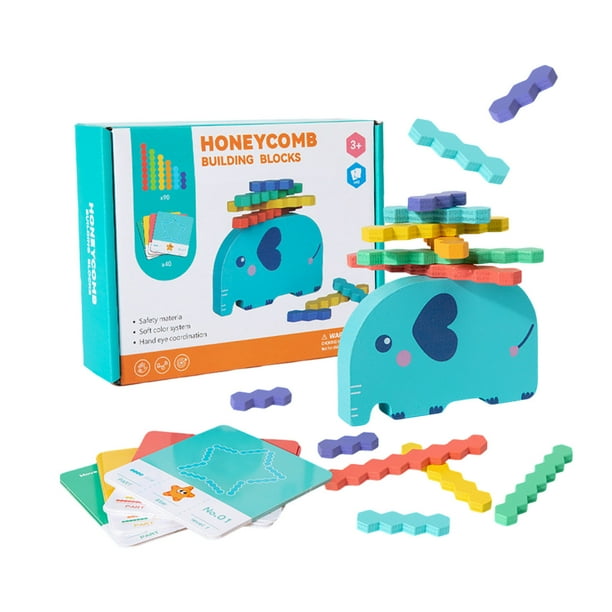 Juego educativo infantil para la educación temprana Elefante apilable con tira musical Construcción en forma de panal Coordinación mano-ojo Pensamiento lógico Juguetes de construcción