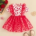 thumbnail image 2 of Youmylove Dresses For Girls Toddler Girls Short Sleeve Valentine'S Day Hearts Printed Ruffles Tulle Princess Dress, 2 of 8