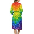 thumbnail image 2 of Yuyamidu Rainbow Heart Robes for Women Lightweight Long Sleeve Bathrobe Knee-Length Spa Robe Sexy Long Womens House Robes Size M Soft V Neck Nightgowns with Waist Belt, 2 of 7