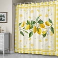 thumbnail image 5 of Summer Lemons Shower Curtain, Pastoral Yellow Fruit Plant Leaves Floral Plaid Waterproof Shower Curtain Set with 12 Hooks Lightweight Bath Curtains Fabric Bathroom Decor 72x78 Inches, 5 of 9