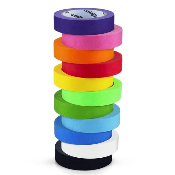 Craftzilla Colored Masking Tape, 11 Rolls, 825 ft x 1 in, Painters Tape for Crafts & Labeling