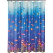 Under the Sea 13Pc Set with Printed Polyester Fabric Shower Curtain, Multi, 70"x 72", and 12 Resin Hooks by Allure Home Creation