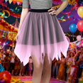 thumbnail image 2 of Daznico Solid Color Carnival Tiered Mesh Skirt Asymmetrical Hem Party Wear with White Elegant Flowy Design for Festive Events,Mardi Gras Clothing,Mardi Gras Skirt,One Size, 2 of 6