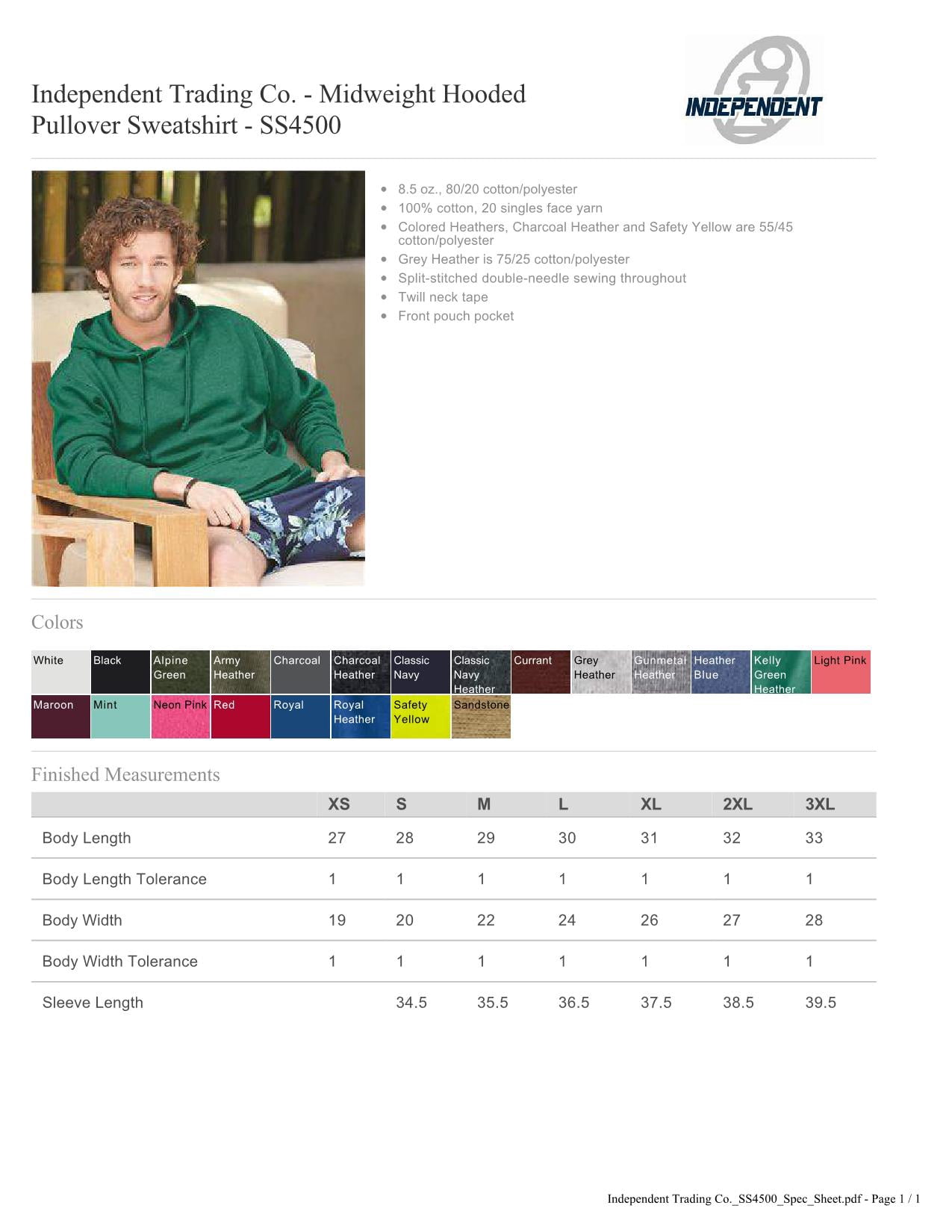 ITC Men's Hooded Pullover Sweatshirt IND4000 - Maroon, Large - 80/20 Cotton Blend, Fleece-Lined Hood & Pocket