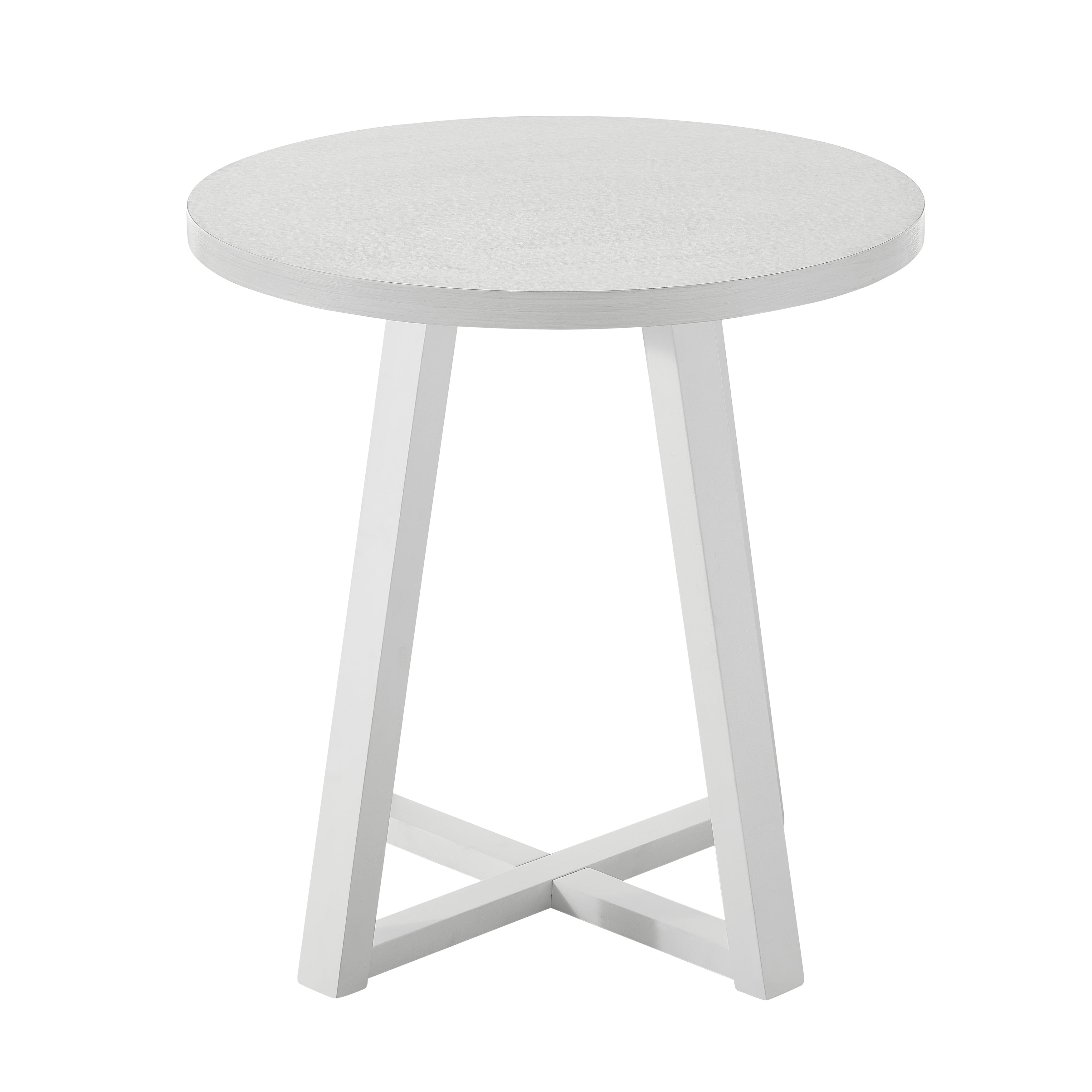 Wood Round End Table, White
