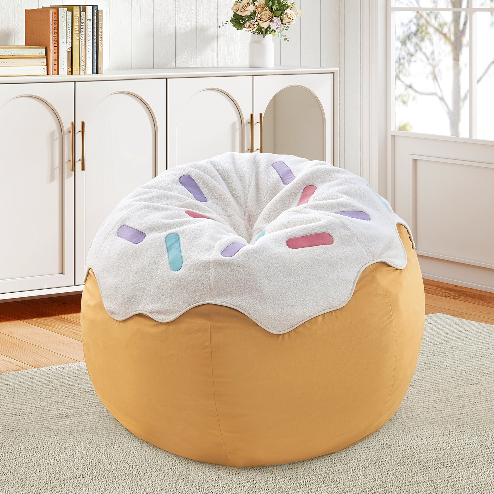 XIECUVA Bean Bag Chair for Adults, High-Rebound Memory Foam Beanbag Chairs with Removable Cover for Living Room Bedroom, 32 Inches