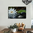 thumbnail image 6 of Shadudu Canvas Wall Art - White Lotus and Stones Picture - Modern Wall Decor Gallery Canvas Wraps Giclee Print Stretched and Framed Ready to Hang - 36x24in, 6 of 7
