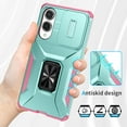 thumbnail image 4 of ELEHOLD for Samsung Galaxy S25 Edge Case with Slide Cover Protector 360° Rotation Metal Ring Kickstand Impact-Resistant Shockproof Support Magnetic Car Mount Rugged Case ,Green, 4 of 7