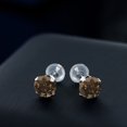 thumbnail image 3 of Gem Stone King 1.60 Ct Round 6mm Brown Smoky Quartz 10K White Gold Stud Earrings for Women Men, 3 of 3