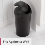 Sterilite Small Bathroom Trash Can, 3 Gallon Plastic Garbage Bucket Bin with Swing Top Lid, Black