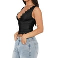 thumbnail image 2 of Womens V-Neck Sleeveless Going Out Y2K Trendy Lace Cropped Tank Tops Black S, 2 of 8