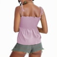 thumbnail image 5 of HCYSFG Ruffle Smocked Tank Tops for Women Summer Square Neck Sleeveless Tops Tie Shoulder Spaghetti Strap Blouse Peplum Cami Shirts, 5 of 5