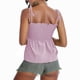 thumbnail image 4 of Playeras,Blusas y Tops,Ropa para Mujer Tank Top Mujeres Camisa sin mangas con dobladillo plisado y hombros descubiertos para mujer Camisola Elegante chaleco sin espalda (Purple, L), 4 of 5