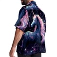 thumbnail image 3 of Starry Unicorn Men's Casual Printed Hawaiian Poplin Button Down Short Sleeve Beach Shirt Unisex, 3 of 6