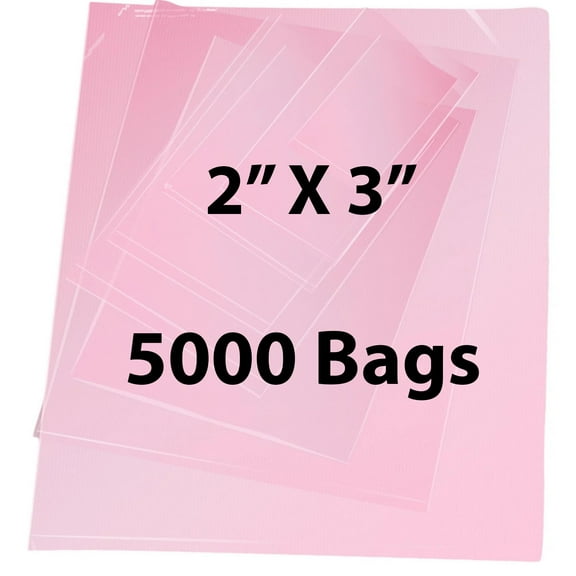6 Mil Pink Anti-Static Heavy Duty Plastic Flat Bags - 2" x 3" & (5000 Bags)