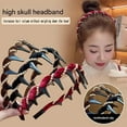 thumbnail image 3 of Vintage High Cranium Artificial Pearl Hair Band, Fashion Hair Accessories Braid Tool Non Slip Headband, New Artificial Pearl Headbands with Teeth Hoop for Women Girls (Red+Black+Brown), 3 of 3